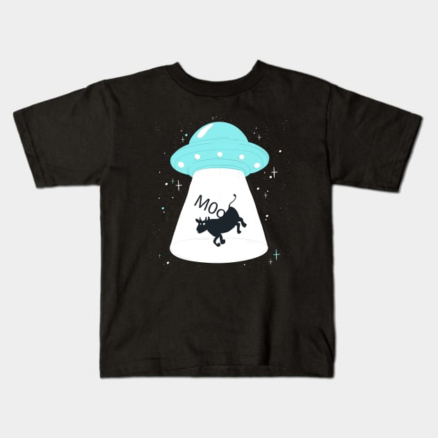 Ufo Cow Kids T-Shirt by Mako Design 